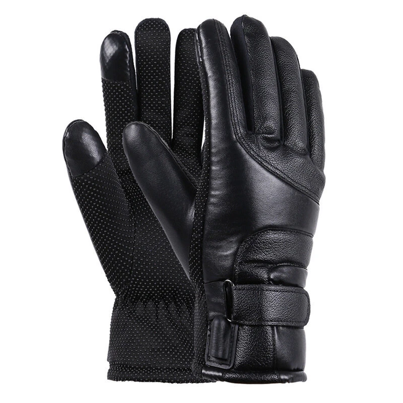 (image for) TENGOO USB Electric Heated Thermostatic Gloves Waterproof PU Touchscreen Heated Gloves Winter Motorcycle Riding Hand Warm Gloves